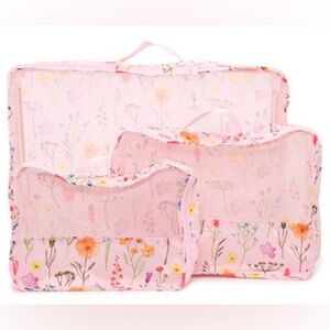 MYTAGALONGS Floral Pink 3 pack packing cubes NWOT***